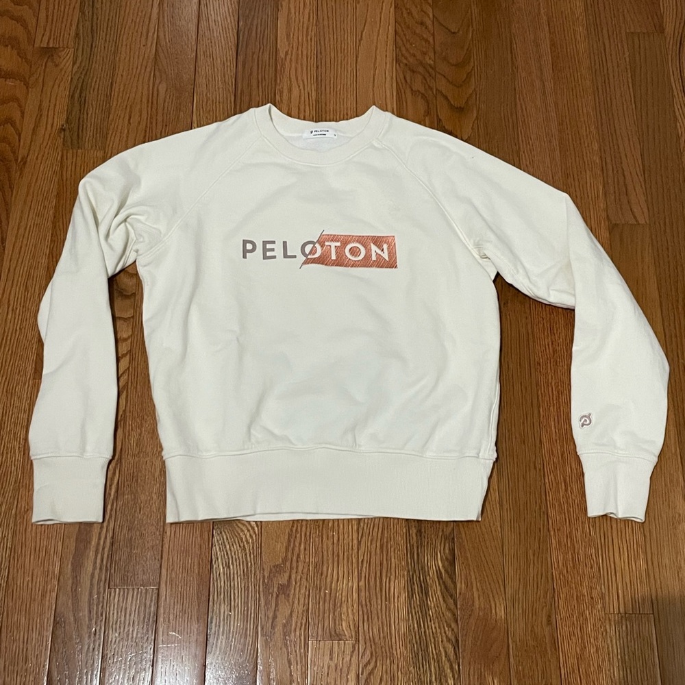 New White & Pink Peloton Sweatshirt S